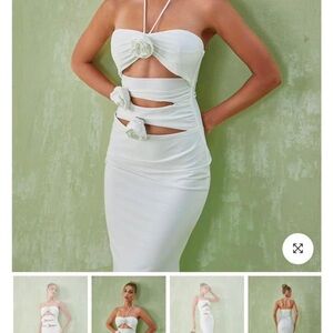 Elegant White Halter Dress